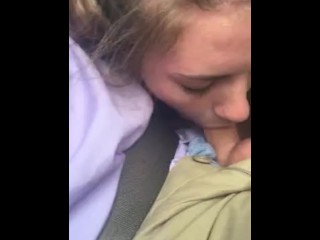 18 yo ex GF gives oral sex in backseat (while parents drive)