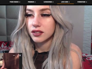 Blonde Pornhub Cam Girl Reacts to Seeing My Big Dick