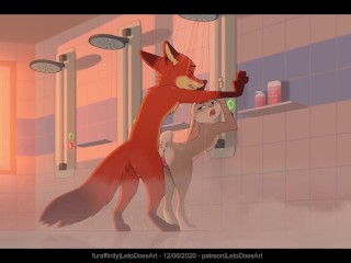 Letodoesart - Animated loop - Nick & Judy Fucking In The Shower