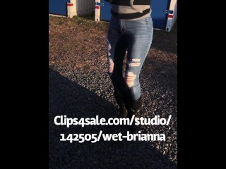 Wet Brianna Wets her Jeans in the Lot