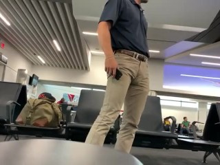 Spy amazing guy large bulge in airport 3