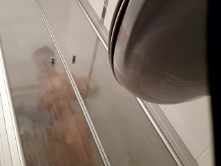 Spying my moms friend who stays over night SHOWERING NAKED vagina FIRM BODY